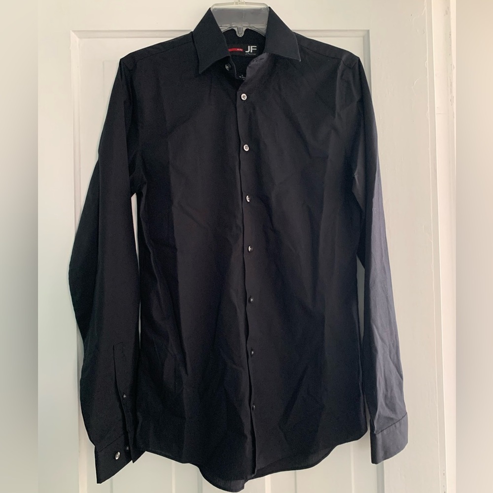 JF J.Ferrar Classic Black Slim Dress Shirt